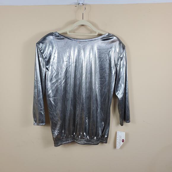 Vintage Metallic 3/4 Blouse Women's Size M - Picture 2 of 11